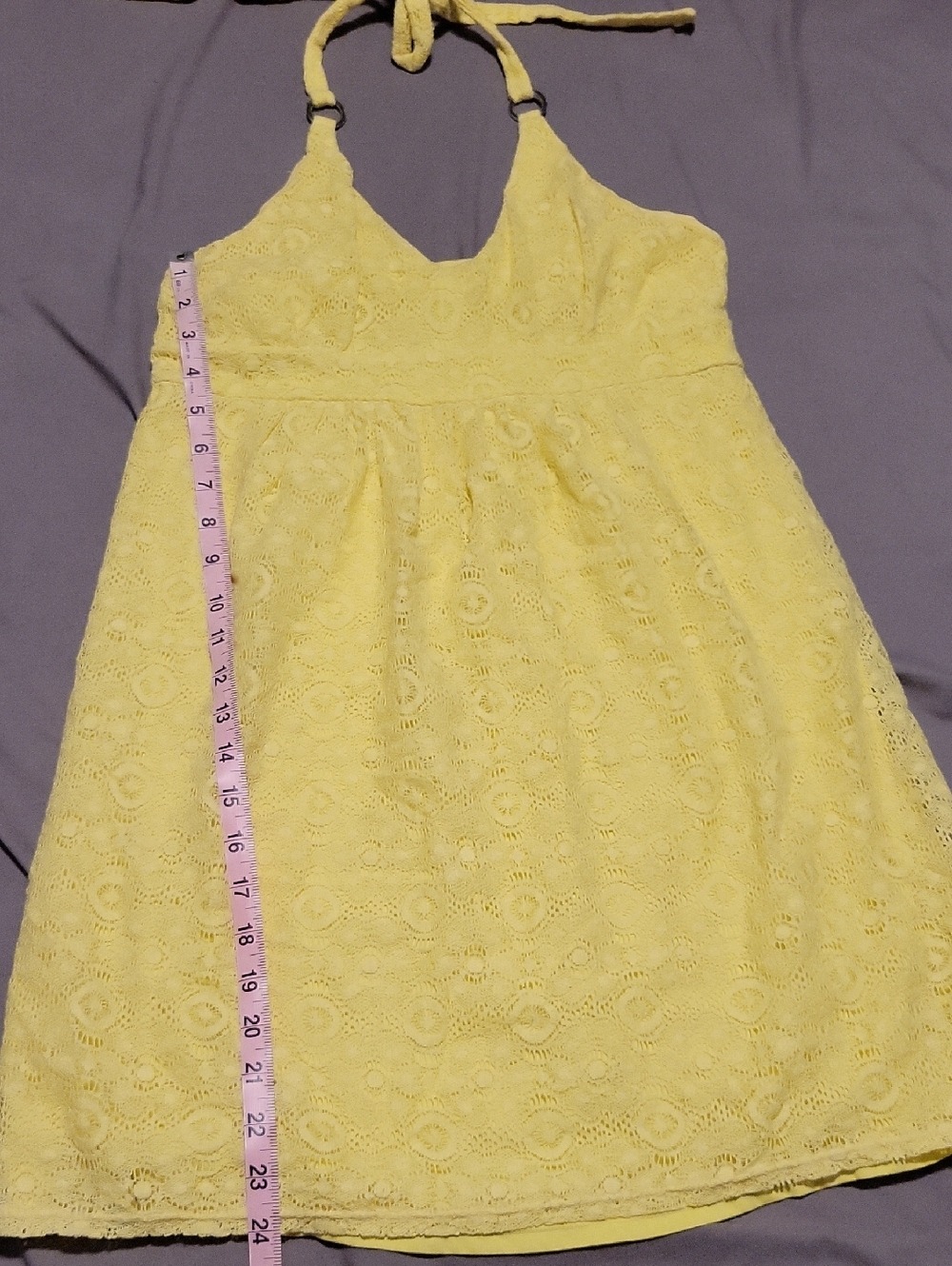 Victoria's Secret Yellow Lace-Embroidered Halter Dress - Picture 7 of 8